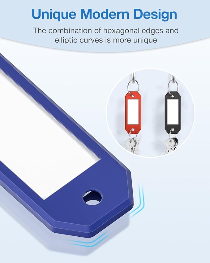 ttstar 20 Pack Hexagon Key Label Tags – Colorful Plastic Key Tags with Rings, Writable Inserts, Ideal Keychain ID Labels for Keys, Bags, USBs, Pets, and Item Identification
