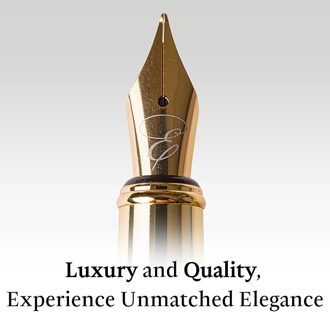 Ellington Pens Luxury Wood Fountain Pen Set –Medium Nib - Includes 6 Ink Cartridges, Wooden Pen Gift Box, Ink Converter - Wood Pen For Writing, Calligraphy, Journaling, Drawing (Rosewood Radiance)