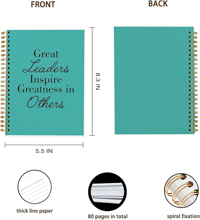OXW Green Meeting Notebooks for Work, Leadership Gifts Office Work Notebook Journal for Writing Note Taking, Thank You Gifts for Women Men Leader Boss Mentor Principal Manager, 5.5"x8.3"