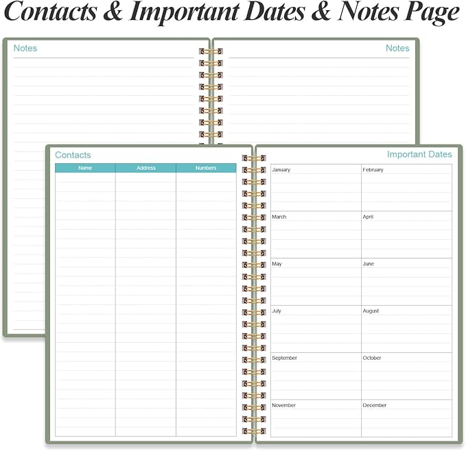 2026-2027 Planner - 18 Months Weekly & Monthly Planner from January 2026 - June 2027, Spiral Planners 2026-2027 with Elastic Closure, Inner Pocket, Medium 5.8" x 8.3", Green