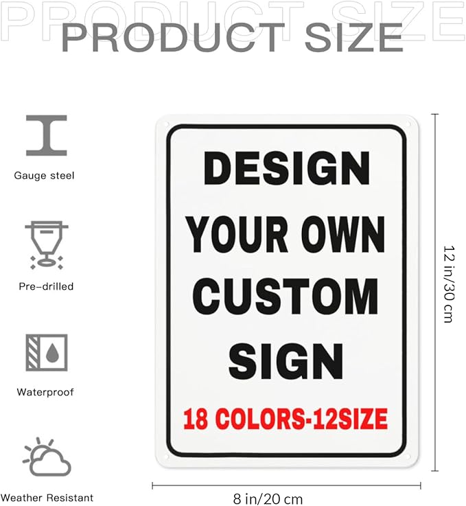 Custom Outdoor Metal Personalized Sign With Your Photo, Text, Logo - Decorative Wall Sign for Business, Workplace, Office, Home