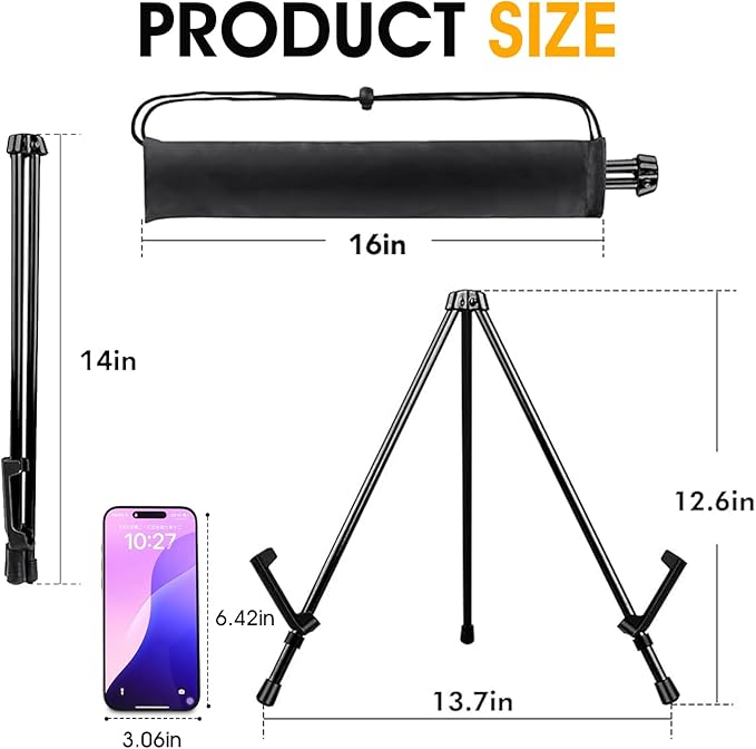 AROIC 24 Pack 14'' Tabletop Easels, Black Steel Table Top Easels for Display, Adjustable Portable Table Top Easel for Paintings, Signs, Posters,Frame Pictures(with 24 Bags)