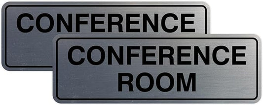Standard Conference Room Sign - Silver - Large 2 Pack