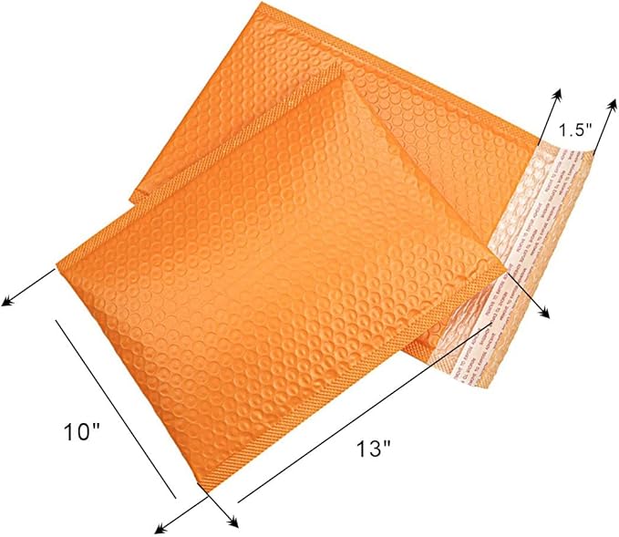 Padded Poly Mailers MEIANJU 13x10 inch Bubble Mailer Envelopes Small Packaging Mailing Envelope Bags Shipping Bag Bulk Pack Self Seal Package Mail Packing Business Supplies,orange 25-Pack