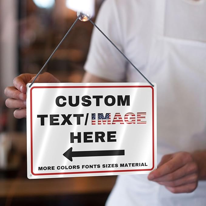 Custom Directional Arrow Sign, Glow in the Dark/Reflective Option, Personalized Metal Address Plaque, Customize for Business Logo, Office, Home, Yard, Outdoor 10''x7''
