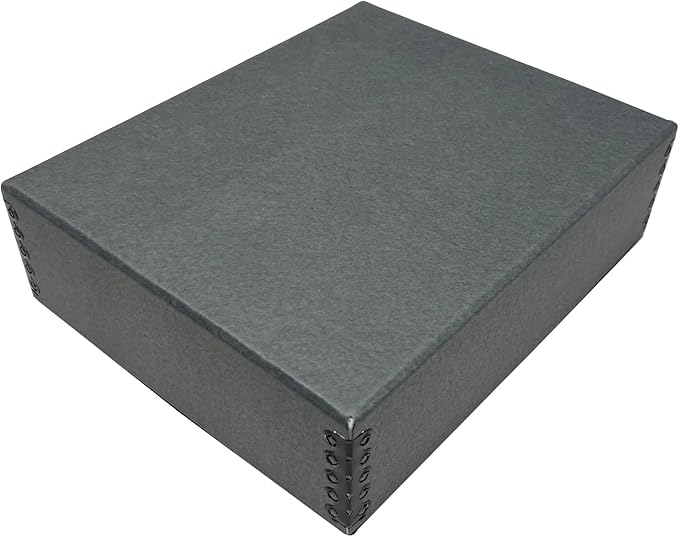 Lineco Museum Archival Storage Box, 8.75x10.75x3 in. Drop Front Design. Acid-Free with Metal Edge. Organize Photos, Pictures, Prints, Documents, Crafts, DIY. Gray, 1 Pack