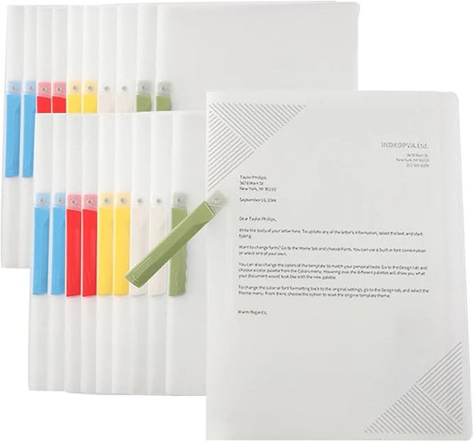 INDKOPVA Plastic Report Covers with Swing Clip, 20Pcs File Folders Letter A4 Sheet Size, Clear Front Report Covers for Documents Presentation Resume Office School Home Organizer Binder (Color, 20PCS）