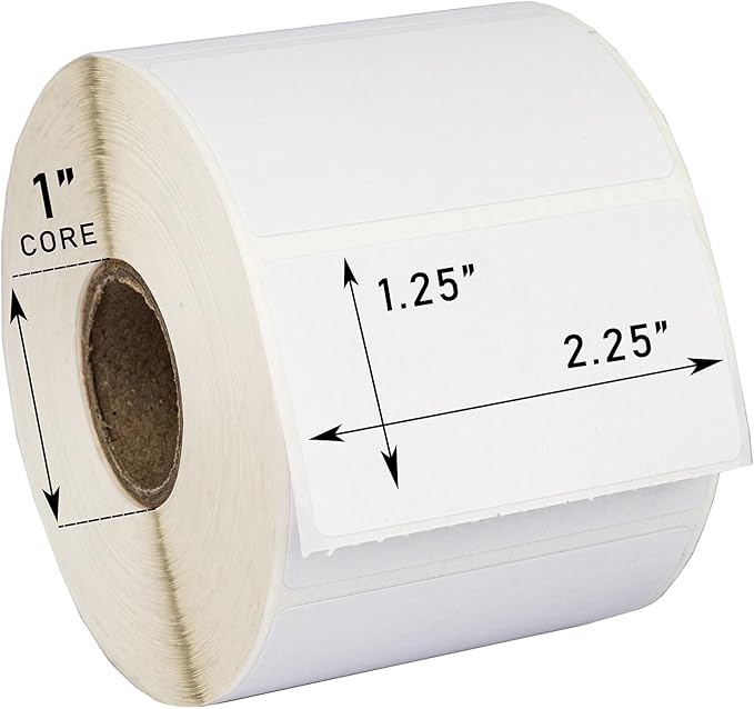 HOUSELABELS 2.25" x 1.25" Address Labels on 1" Core Compatible with Zebra and Rollo Printers, 28 Rolls / 1,000 Labels per Roll