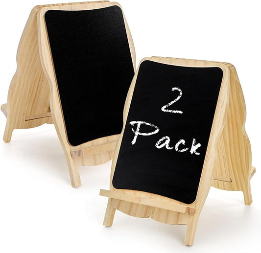 Tosnail 2 Pack Small Framed Tabletop Chalkboard Signs, 5 x 8 Inches Double-Sided Chalk Board, Decorative Bulletin Boards, Wooden Blackboard for Home, Kitchen, Crafts, Party Decor