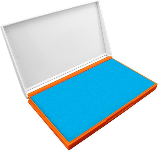 Plastic Case Stamp Pad Large Size, Light Blue Color - Size: 4" x 7" - Choose from 15 Ink Colors