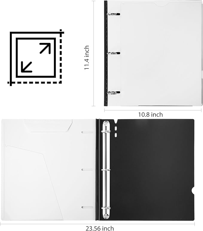 WOT I 1 Inch Telescoping 3 Ring Binder, Expandable Flexible Binder with Customizable Front Cover & Clear Catalog Pocket, Holds 225 Sheets, School Office Supplies, White