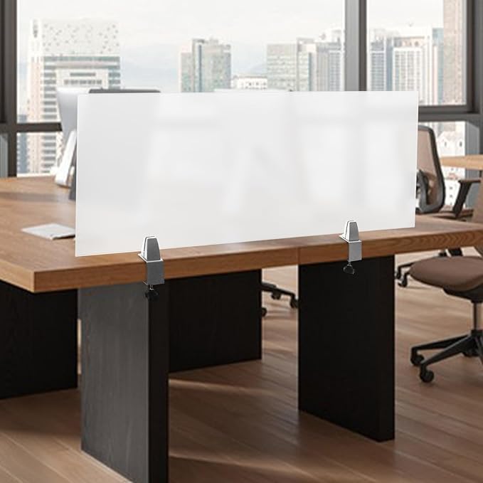 Desk Divider, Acrylic Desk Privacy Panels, Privacy Desk Screen, Frosted Acrylic Partitions with C-Type Clamps Acrylic Table Top Sneeze Guard for Offices Schools (47x18x2 in)