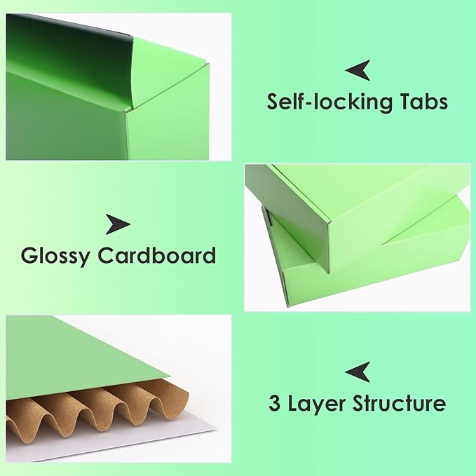 PHAREGE 12x9x4 inch Gift Shipping Boxes Bulk 20 Pack Green, Tab Lock Tuck Top Mailing Boxes for Packaging Small Business, Medium Cardboard Mailer Boxes for Wrapping Present