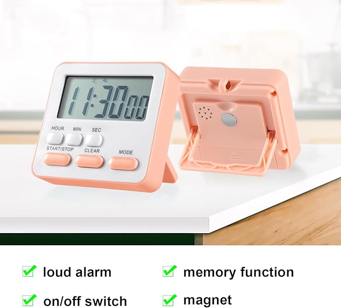 Weewooday 12 Pcs Digital Kitchen Magnetic Timer Bulk Classroom Count up Countdown Timer Large Digits Egg Loud Alarm Cute Desk Stopwatch for Teacher Kids Cooking Office(Pastel Colors,Classic Style)