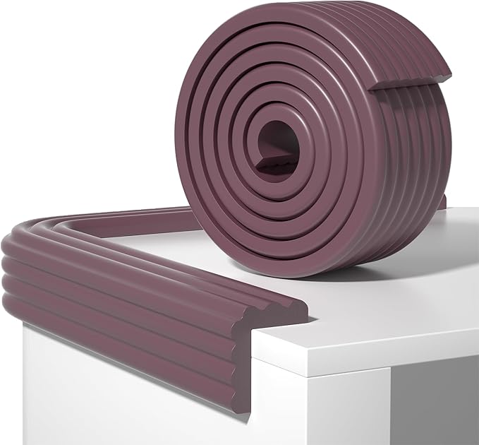 Edge Protector,Baby Proofing Baby Edge Protector Strip Safety,Soft Rubber Foam Padding,Edge Corner Guards Protector Corner Edge Bumpers for Furniture (Brown Purple, 6.56Ft x 3.15" W x 0.31" Th)