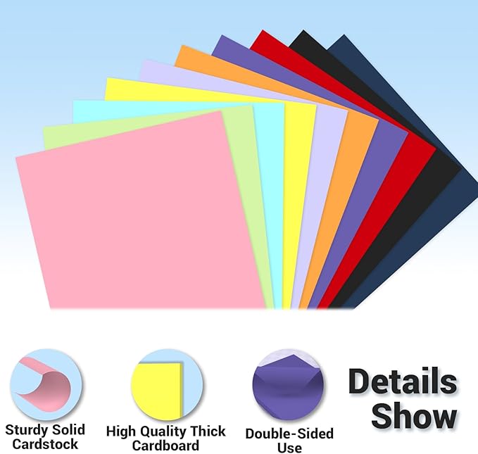 Cardstock 8.5 x 11, 10 Colors Colored Printer Paper 75 lb/200 gsm, 40 Sheets Colored Card Stock, Assorted Colors Construction Paper for Invitations, Diy Cards, Business Cards, Drawing etc