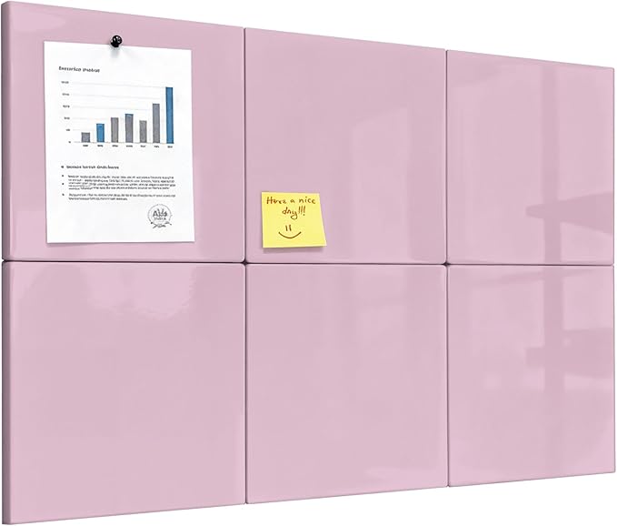 Comix Magnetic Dry Erase Board, 6 Pack, 11.8 x 11.8 Inches, Modular Whiteboard for Fridge, Office and Home, Small White Board Dry Erase Set for Kids, Students, Kitchen Organizer and Planner, Pink
