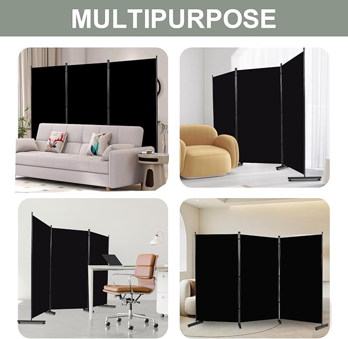 Room Divider 6FT Single Panel Privacy Screen, 102'' Wide Fabric Indoor Room Divider Wall Divider for Room Separation, Portable Room Partitions and Dividers Freestanding Temporary Wall Room Separators