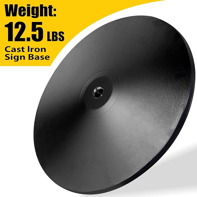 INNOVSIGN Heavy Duty Cast Iron Sign Post, 12" Round Base, 48" Movable Sign Stand