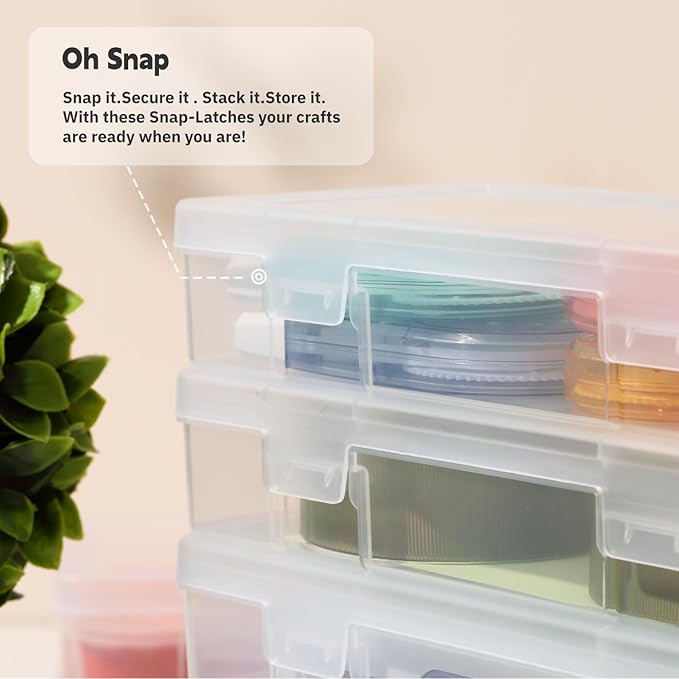 novelinks Stackable Plastic Clear Storage Box Containers with Latching Lid - Art Craft Supply Organizer Storage Containers for Pencil Box, Crayon, Beads, Jewelry (12 Pack Small -Clear)