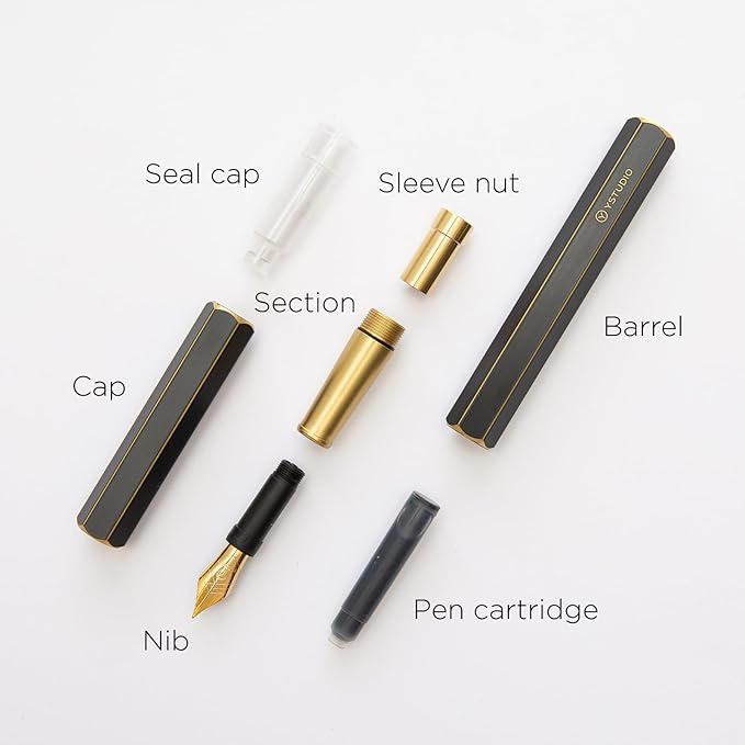 YSTUDIO Stunning Classic Revolve Fountain Pen, Schmidt Gilded Nib, Best Pen Gift Set for Men & Women, Professional, Executive Office, Nice Pens（black，M nib）