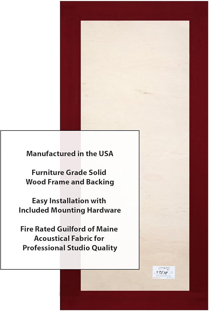 ATS Acoustics Home Office Residential Acoustic Treatment Room Kit Sound Absorbing Acoustic Panel 6 Pack for 50-100 Sq Ft (Claret)