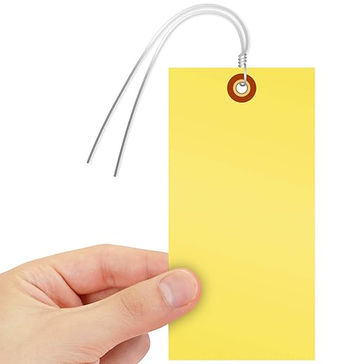 SmartSign Blank Tyvek Shipping Tags with Wire, Size #8 | 6 1/4" x 3 1/8", Pack of 100, Yellow