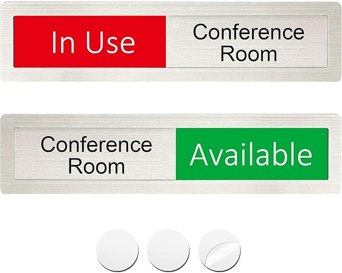 Conference in Use or Available Sign,Vacant Occupied Status for Home Office Hotles Hospital Restroom, Vacant Occupied Slider Door Sign Tells Whether Room in Use or Available,7'' x 1.5'' - Stainless Steel ,Silver