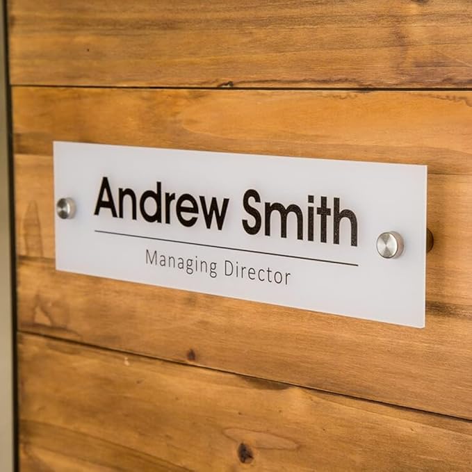 Personalized Office Door Sign, Custom Acrylic Name Plate with Title, Professional Wall Plaque for Business, Home Office, or Desk – Modern Design, Name Plate - 8x2 Executive CEO Sign, New Job Décor 1