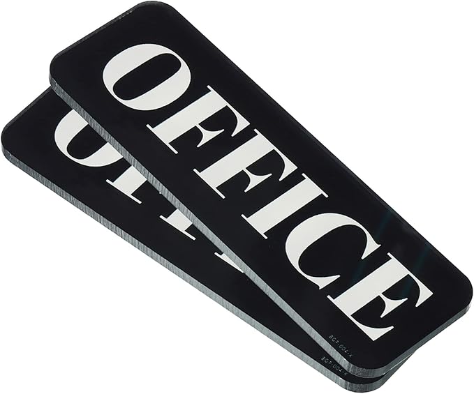 PATIKIL Office Sign, 2 Pack Acrylic 6"x2" Self Adhesive Door Sign Sticker Waterproof Decor Label for Office Home Business, Black