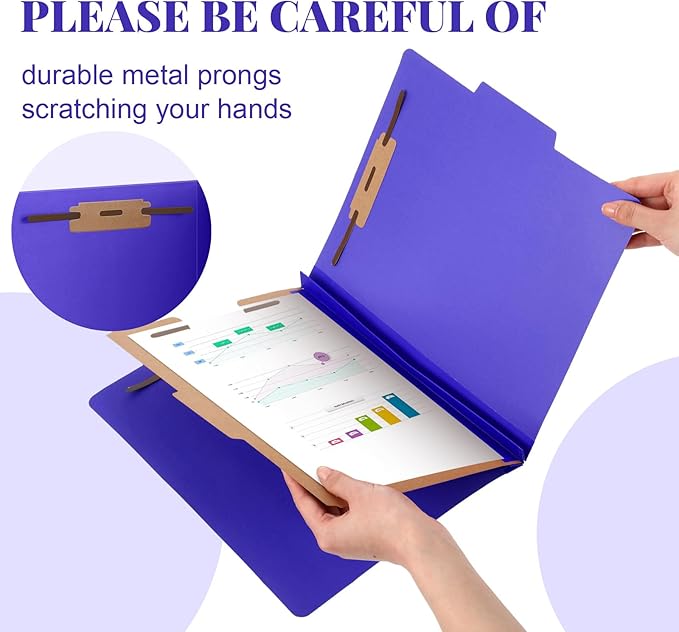 Skyygemm 36 Pcs Classification Folders Letter Size, 1 Divider Pressboard File Folder with Fasteners, Expanding File Organizer Bulk for School Teachers, Office Employee, Coworker, Staff (Purple)