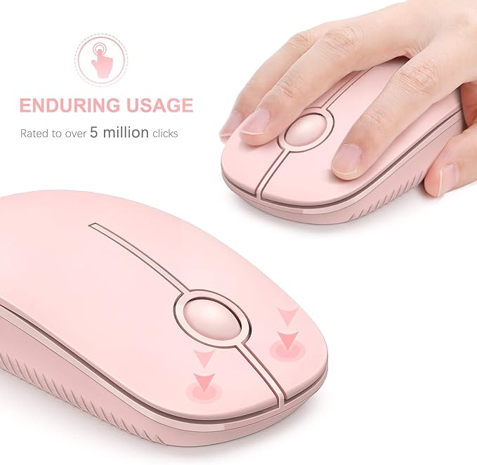 VssoPlor Wireless Mouse, 2.4G Slim Portable Computer Laptop Mouse with Nano Receiver Quiet Silent Optical Mice for Notebook, PC, Laptop, Computer-Pure Pink