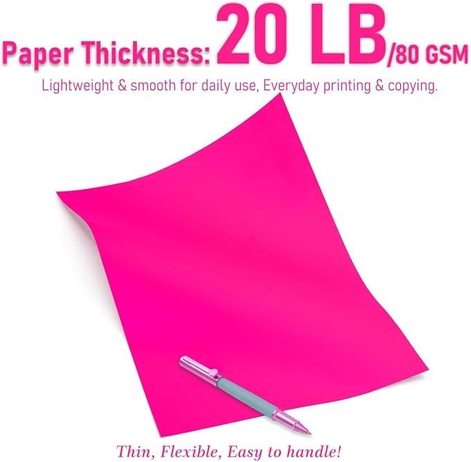 MAGECUBIKU Colored Copy paper 8.5X11 Inches,140 Sheets 20 lb/80GSM 7 Colors Neon Fluorescent Letter Size Printer Multipurpose Paper for Office School Education Daily Printing,Document Copying,Study