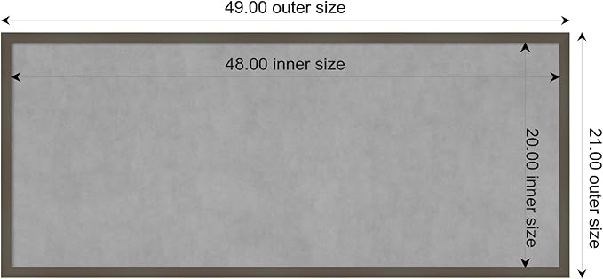 Amanti Art Grey Framed Magnetic Board 21x49 Oversize Vision Board for use with Magnets, 100% Metal Sheet to Display Items as Office Decor or for Home Organization in mudroom, Kitchen or Kids Room