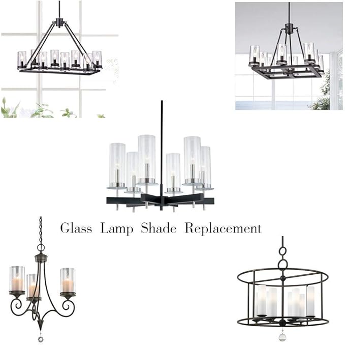Sunwo Glass Shade Straight Cylinder Glass Lamp Shade Replacement with Multiple Effects (6 x 8, Bubble Straight Cylinder)
