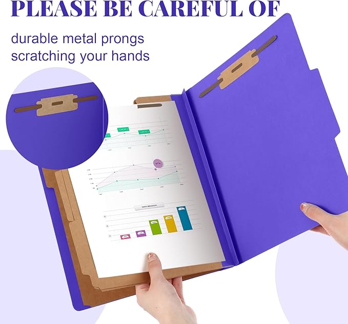 Skyygemm 36 Pcs Classification Folders Letter Size, 3 Divider Pressboard File Folder with Fasteners, Expanding File Organizer Bulk for School Teachers, Office Employee, Coworker, Staff (Purple)