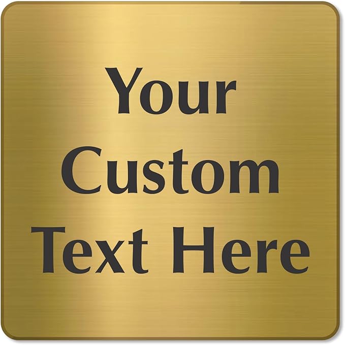 SmartSign Custom Brass Sign - 6" x 6", 40 mil REAL Bugle Brass Metal, Personalized Name Door Sign, Heavy-Duty Premium Engraved Door/Wall Mount Plaque for Business/Office, Gold and Black