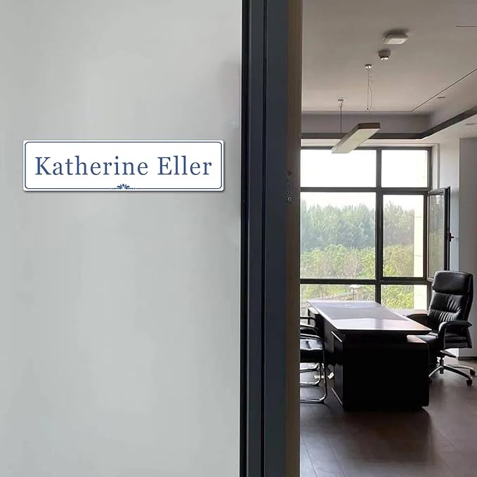 Custom Elegant Office Engraved Name Plate for Doors or Wall Sign, Personalized Office Door Name Plates with Adhesive, Laser Engraving, 10 Colors Available (Size 2.5"H x 10"L)