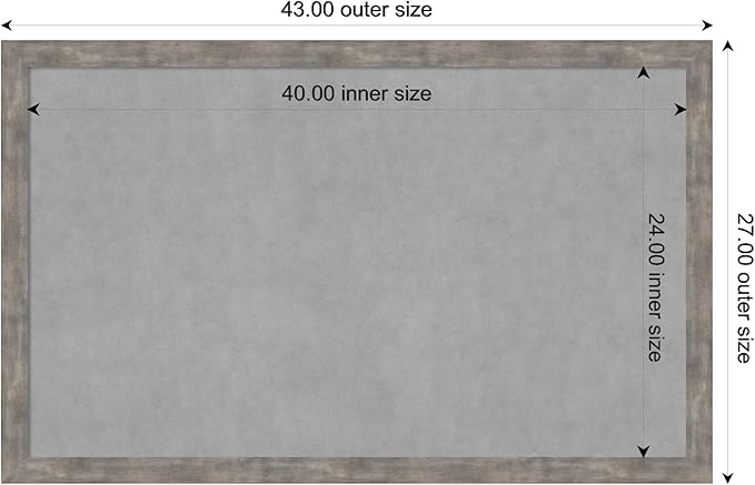 Amanti Art Silver Framed Magnetic Board 27x43 Large Vision Board for use with Magnets, 100% Metal Sheet to Display Items as Office Decor or for Home Organization in mudroom, Kitchen or Kids Room