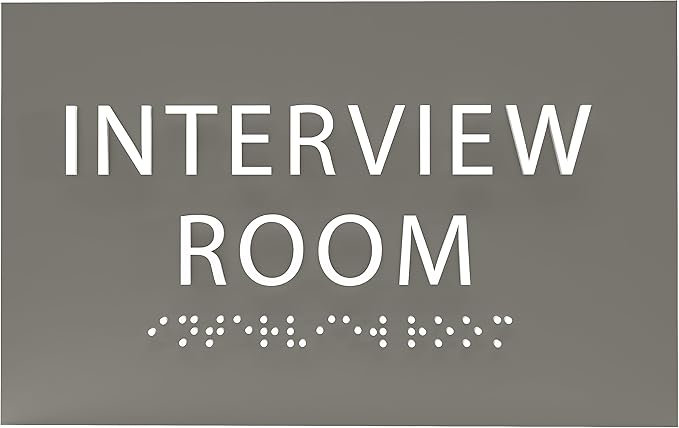 ADA CENTRAL SIGNS - 6" X4" Interview Room Sign - ADA Compliant Tactile Graphics Grade 2 Braille Text Acrylic Wall Sign | Privacy, Meeting, Room Name Sign for Schools, Hospitals, Offices, & Apartments