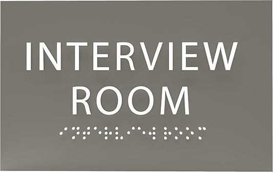 ADA CENTRAL SIGNS - 6" X4" Interview Room Sign - ADA Compliant Tactile Graphics Grade 2 Braille Text Acrylic Wall Sign | Privacy, Meeting, Room Name Sign for Schools, Hospitals, Offices, & Apartments