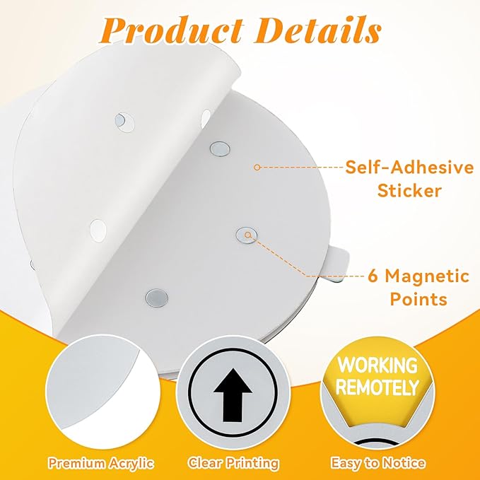 Office Door Sign, White Rotating Status Door Sign with 6 Options - Do Not Disturb/Out of Office/In a Meeting/Come in Welcome/Working Remotely/Back Soon, 6 Inch Round Privacy Signs (White)