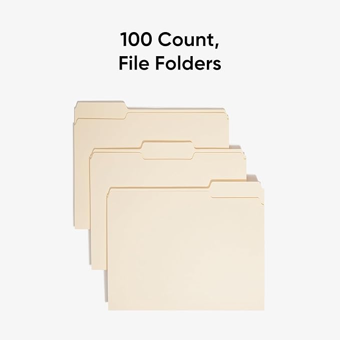 Smead File Folders Letter Sized, 1/3-Cut Tab, Assorted Positions, Letter Size Manila Folders, 100 Per Box (10330)