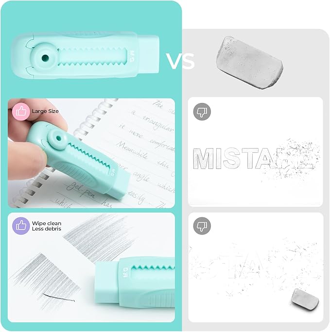 M&G 4 Pcs Cute Erasers for Kids Sliding Retractable Pencil Erasers, Push Pull Design Cute Erasers Stationery Supplies for Kids Back to School Supplies for Office