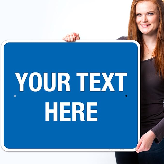 Personalized Custom Blue Background Customize for Office, Business, Workplace, Home, Airbnb, Delivery Sign, 24x30 Inches, Rust Free .063 Aluminum, Fade Resistant, Made in USA by Sigo Signs
