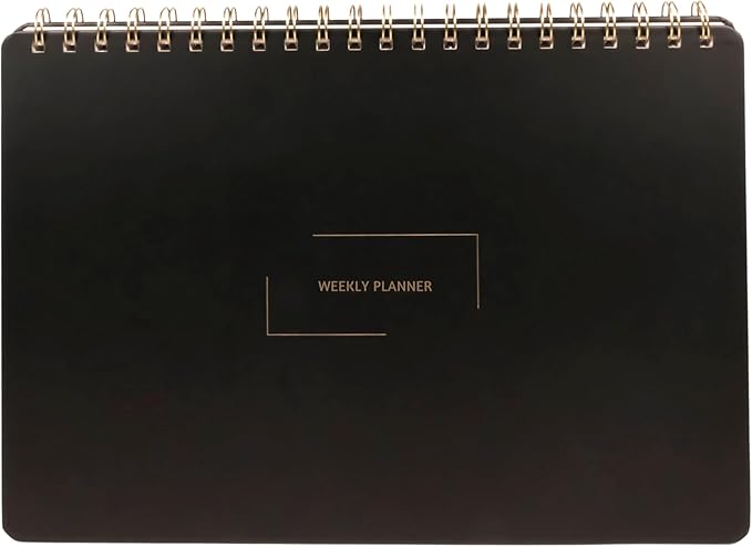 Merely Home Undated Weekly Planner | 8.25” x 11.75” Work To-Do Notebook | ADHD Academic Organizer | Multi-Layout | Men and Women Planner | College Supplies | Black | Landscape Layout