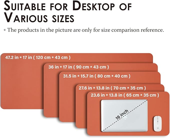Leather Desk Mat - Non-Slip PU Desk Pad for Office and Home - Desk Organization and Accessories - Ideal for Large Mouse Pad and Desk Mats on Top of Desks (Orange,27.6"x 13.8")