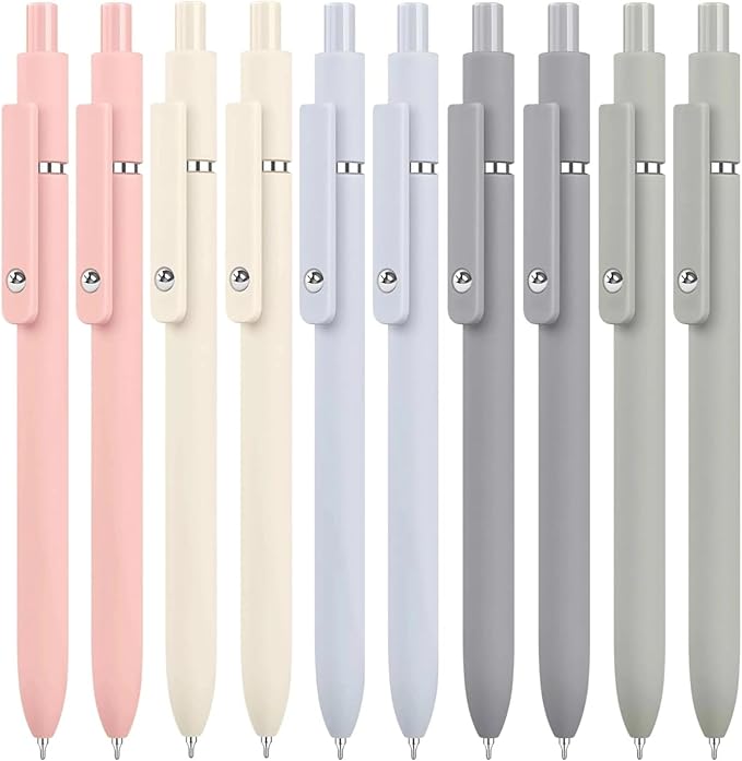 Donyang 10PCS Gel Pens Black Ink Fine Point Pens With Smooth Writing, Office Supplies, Christmas Anniversary Birthday Gifts for Men Women, Quick Dry Pens For Journaling, Nurse Aesthetic Pen (Morandi)