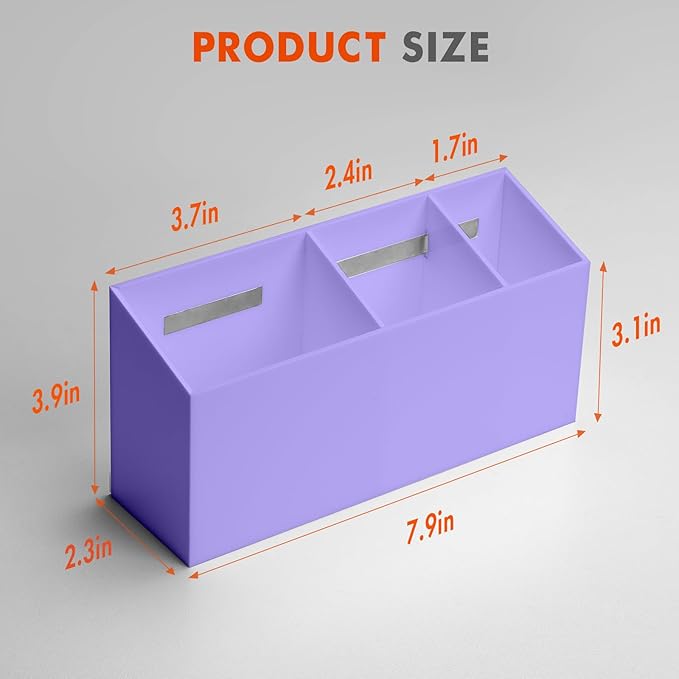 Banafich Magnetic Dry Erase Marker Holder, Acrylic Magnet Pen Holder for Whiteboard, Refrigerator, Magnetic Fridge Organizer for Office, Classroom, Whiteboard Maker Holder, Locker Organizer-Purple