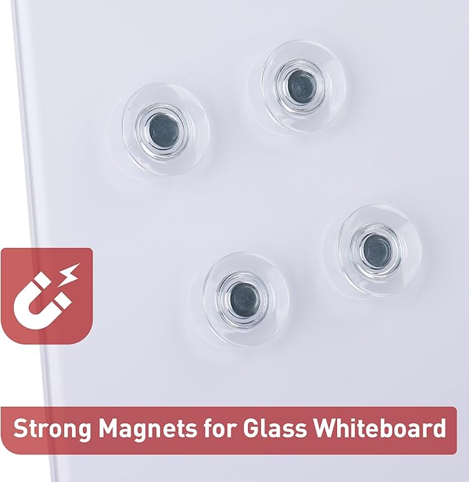 TOWON Rare Earth Magnets Large, Strong Magnets for Glass Whiteboard and Dry Erase Board, 12 Pieces Round Clear